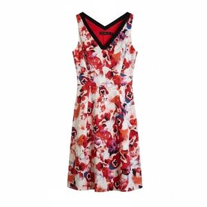 Karen Millen Floral V-Neck Sleeveless Fit & Flare Dress Red Multi 4